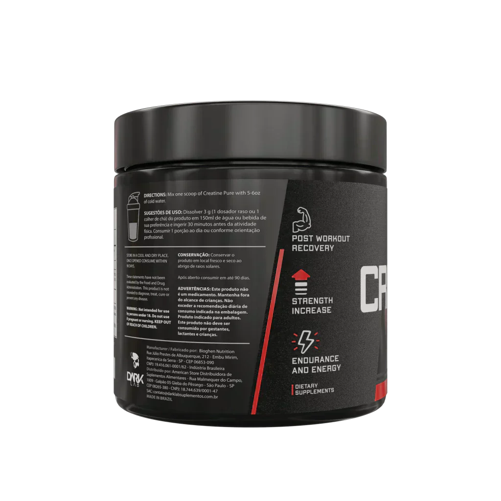 Creatina Pura 150g + Coqueteleira Preta 700ml Dark Lab