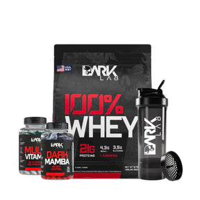 Whey 100% Refil 900g + Dark Mamba 60 Capsulas + Multivitamin 60 Tablets + Coqueteleira Premium 700ml Dark Lab